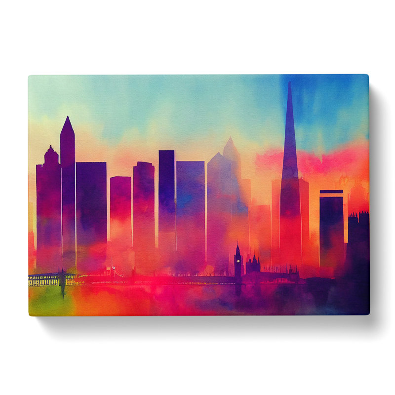 Watercolour London Skyline Vol.1 Abstract - Wrapped Canvas, 40cm H x 60cm W x 3cm D