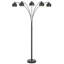 Lampe sur pied arquée à 5 lumières pour salon, 224 cm de hauteur, gris anthracite, avec abat-jour en métal