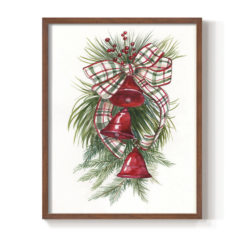«Holiday Bells», reproduction encadrée - bois massif, Noyer, H 21 po x l 17 po