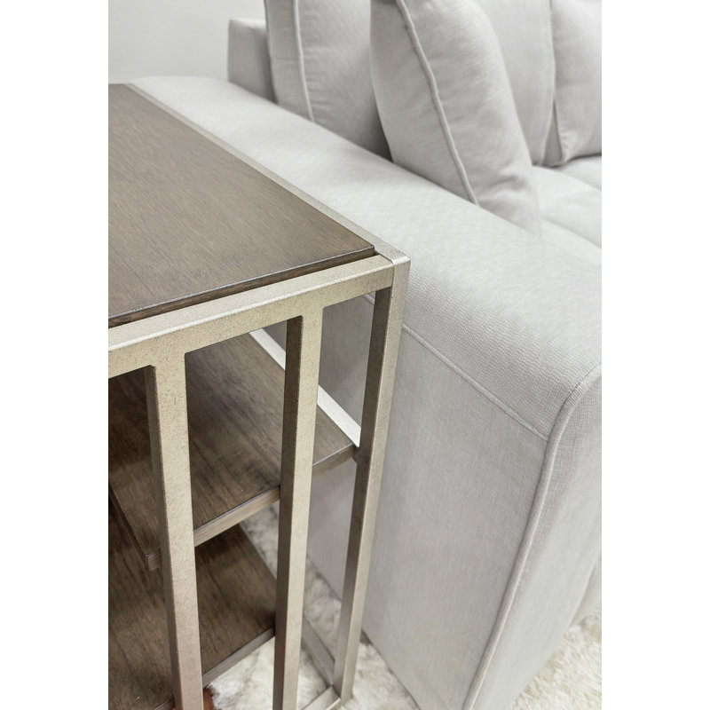 Table de chevet en métal avec tablette