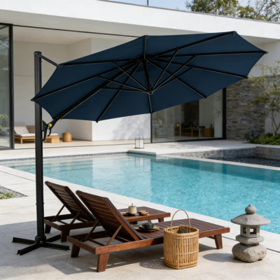 11 pi. Parasol de patio en porte-à-faux avec rotation à 360 ° et inclinaison
