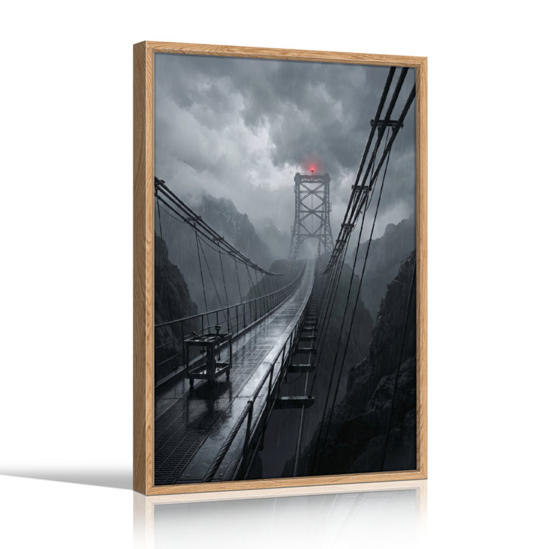 Ensemble de 1 tableau sur toile « Pont brumeux », H 48 po x l 36 po, Naturel