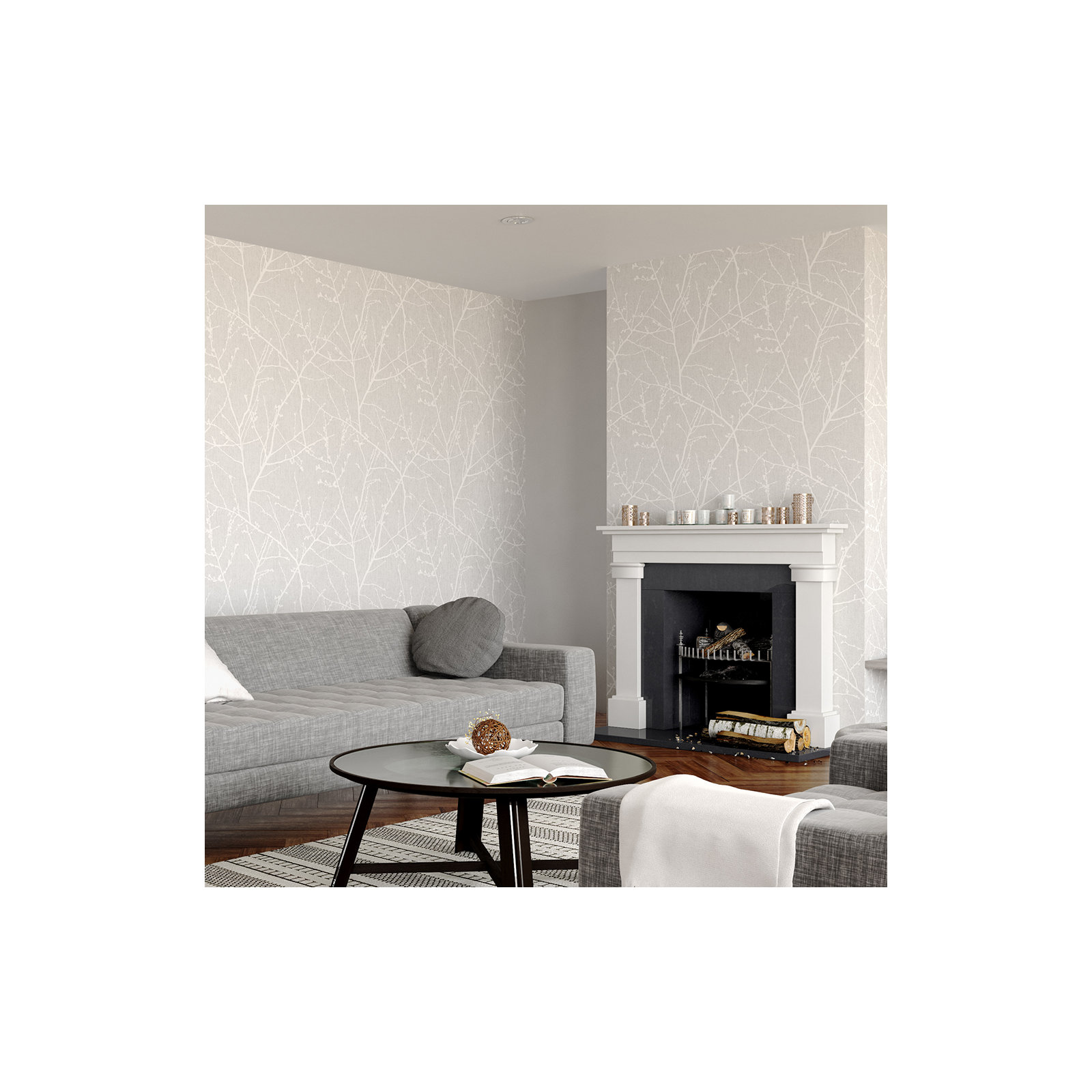 Edmore Modern Floral Wallpaper, Gray