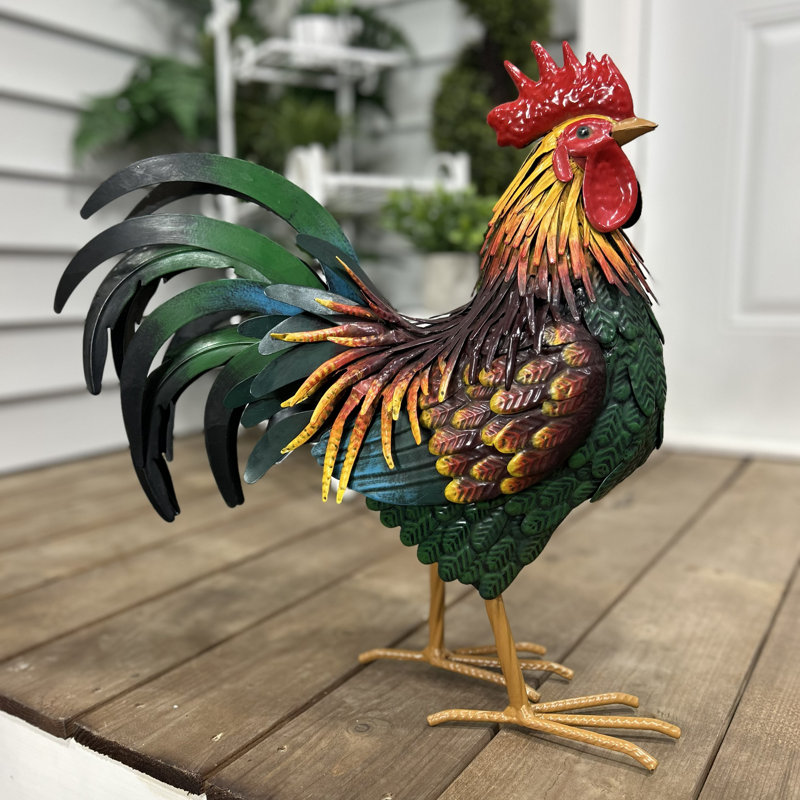 Metal Rooster Statue