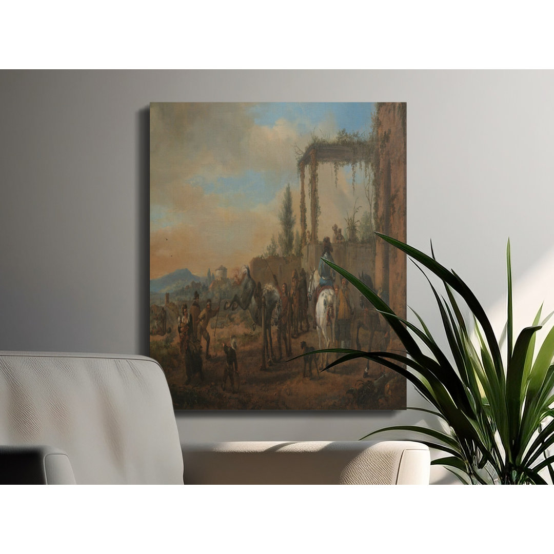 Equestrian Scene Canvas Wall Art, Gallery Wrapped Matte Print, Ready to Hang, Archival Quality, Horse Painting, Vintage Art