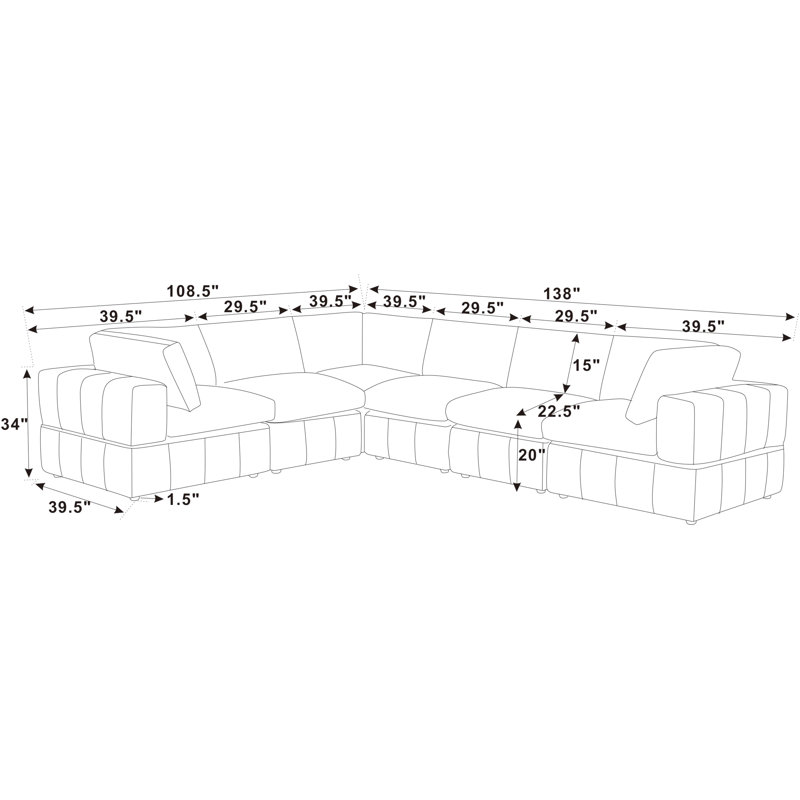 Wade Logan® Aurel 6 - Piece Upholstered Sectional & Reviews | Wayfair