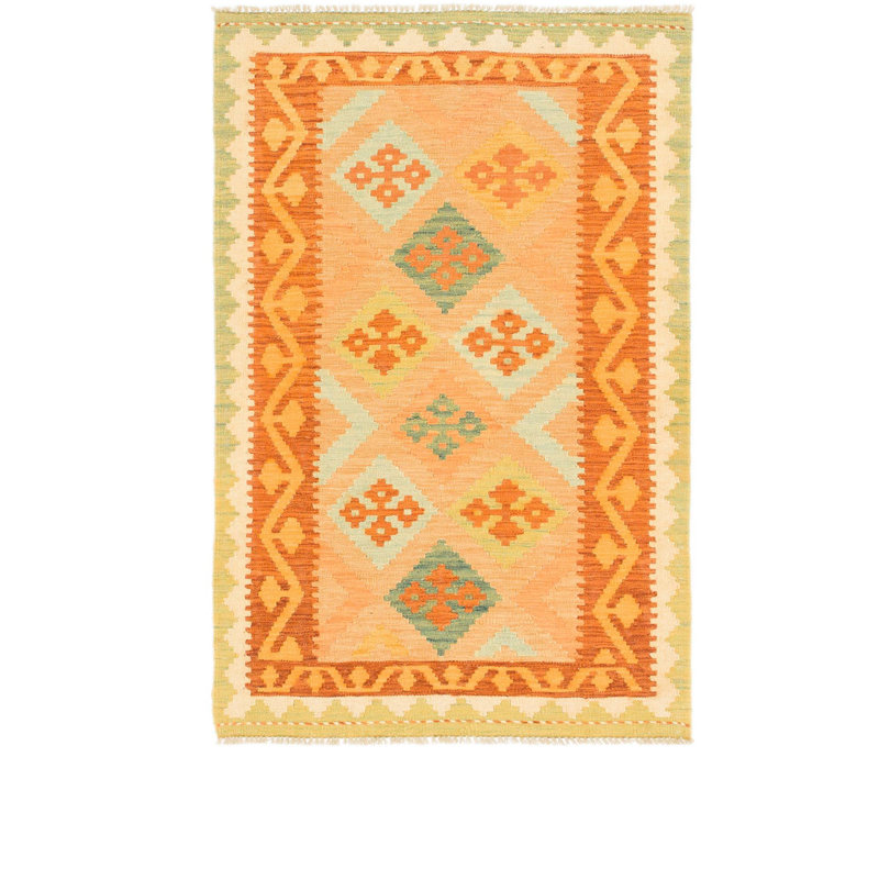 Tapis en laine orange 3 pi 2 po x 4 pi 10 po one-of-kind main-noué la new age Elland