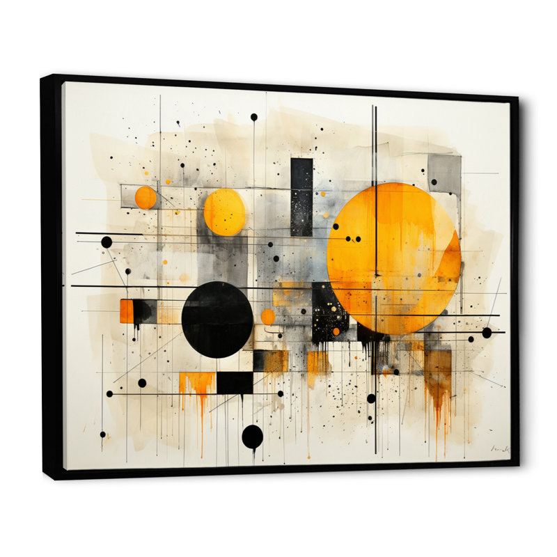 Geddy Geometric Abstraction III On Canvas Print, 30" H x 40" W x 1.5" D, Black Floater Framed