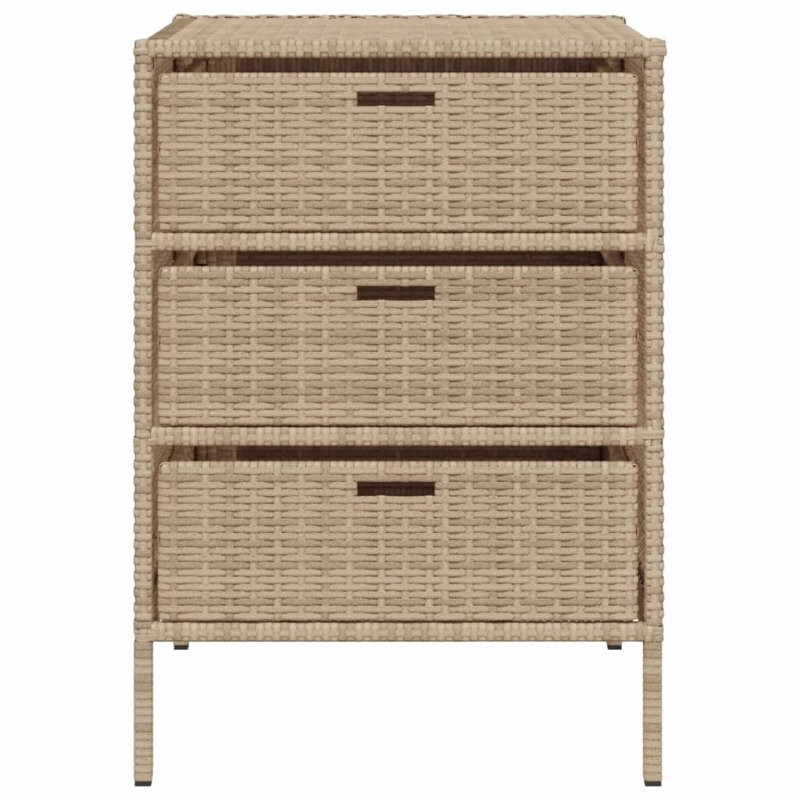 Garden Storage Cabinet 55X59x80 Cm Poly Rattan, Beige