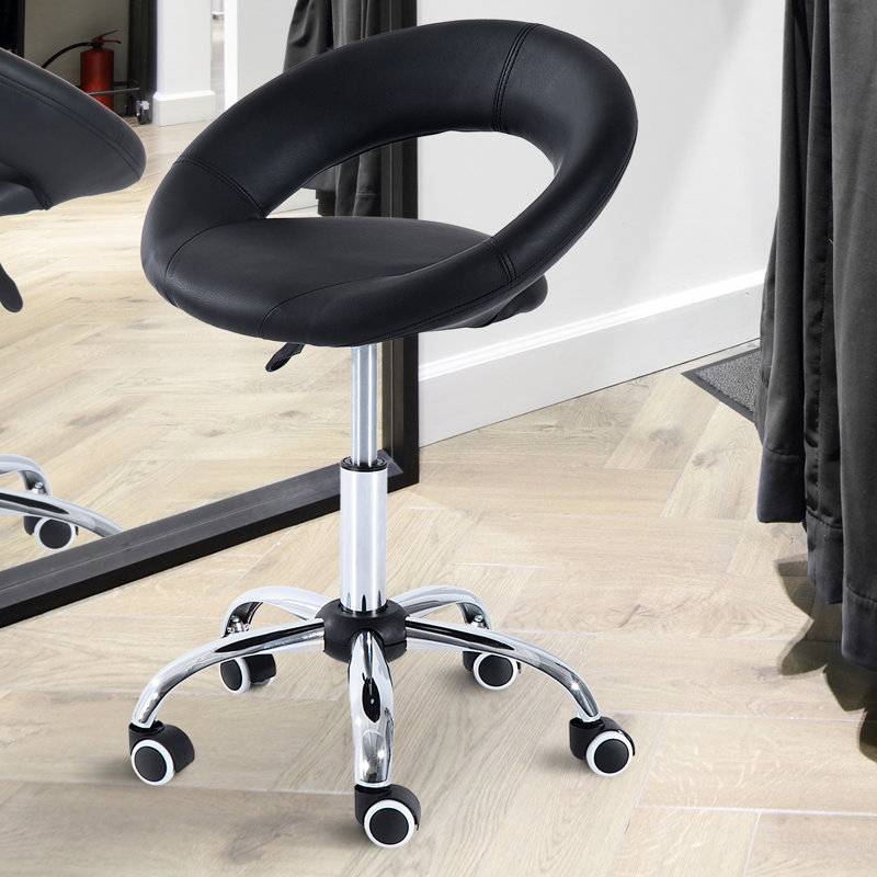 Siège de fauteuil roulant réglable en hauteur avec dossier respirant, 5 roulettes, noir pour un confort à long terme, hauteur de chaise confortable, utilisation professionnelle