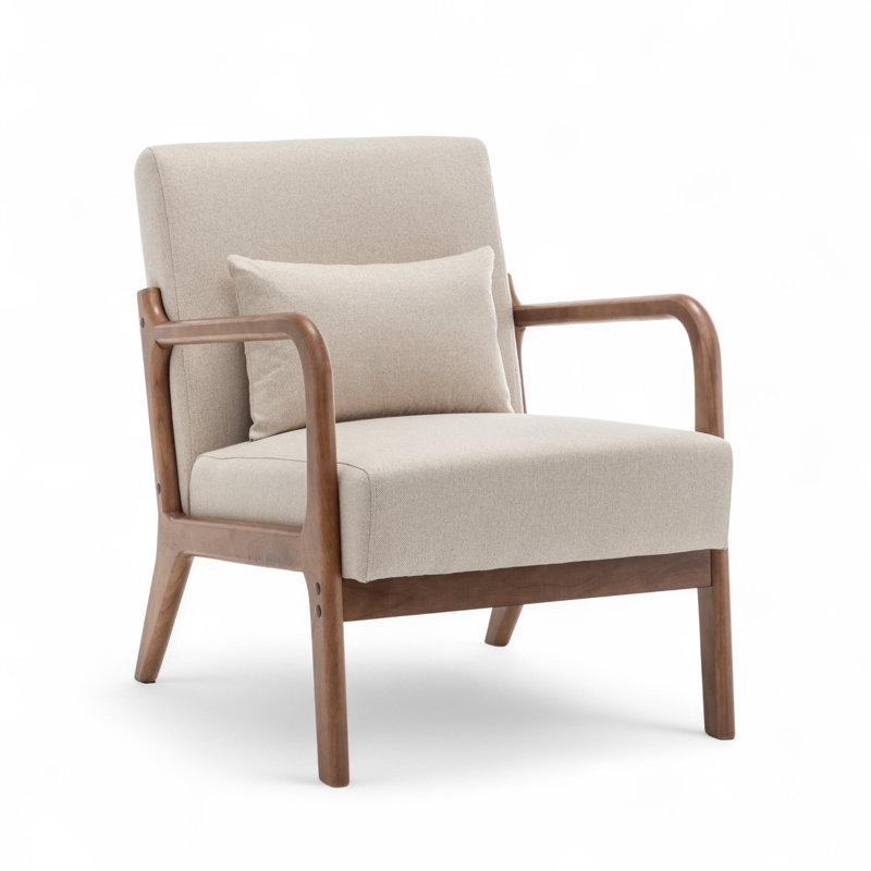 Alisija Upholstered Armchair, Beige Polyester Blend