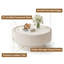 Table basse ronde en cuir trempé avec rangement caché, blanc doux, 31,5 po