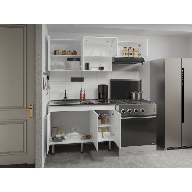 Ensemble d'armoires de cuisine 2 pièces avec évier en acier inoxydable Oceana
