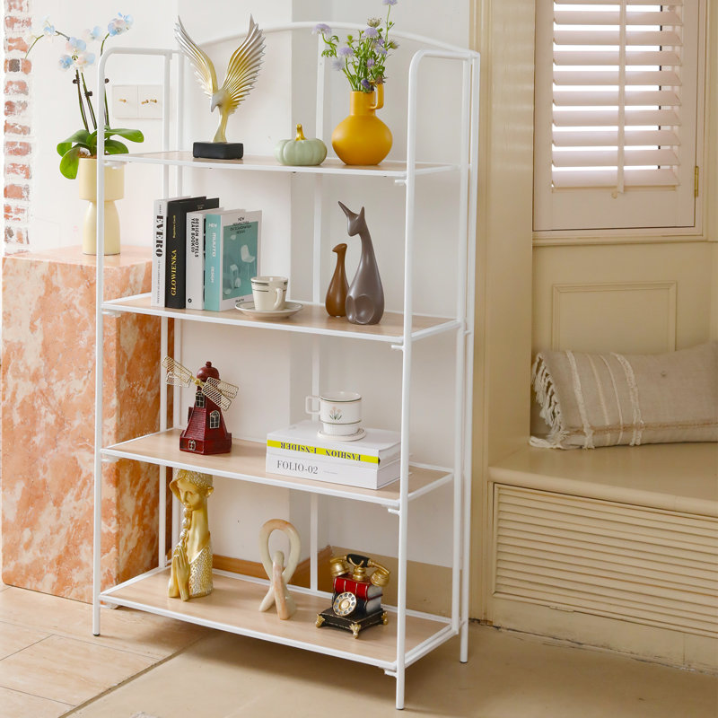 Bibliothèque étagère pliante sans assemblage Lejon, (4 tablettes) H 53,2 po x l 30,9 po x P 12,6 po, Blanc