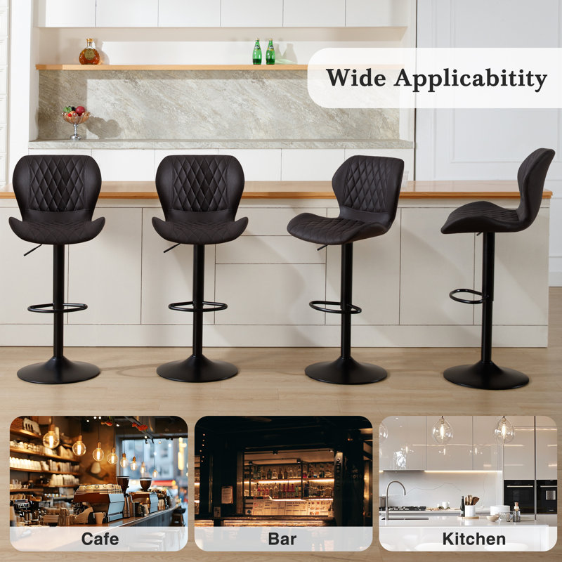 Tabouret de bar pivotant à hauteur réglable, Noir