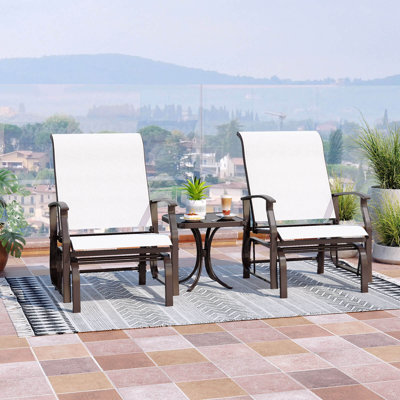 Porch Gliders Set of 2 with Reclined High Back Breathable Mesh Fabric Metal Frame by Red Barrel Studio