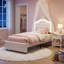 UK & EU Single Princess Bed With LED Crown Headboard & Storage Drawer, Pink & White Faux Leather-1057251433-1070238904