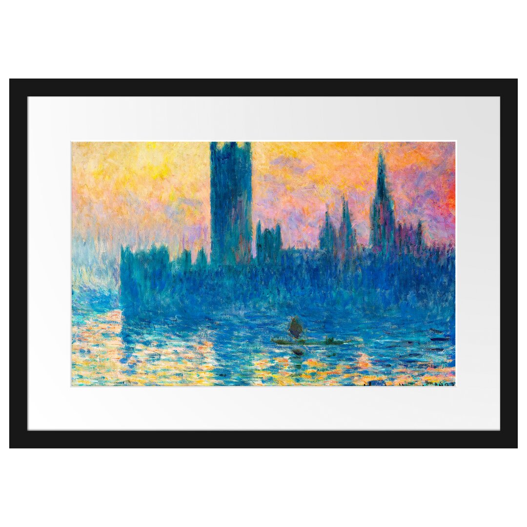 Claude Monet - The Houses Of Parliament - Im Bilderrahmen Mit Galerie-Passepartout