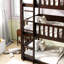 Lit simple superposé triple, bois d'hévéa, détachable, échelles et barrières de sécurité pour la chambre principale couleur bois, barrières de sécurité détachables, sommeil confortable