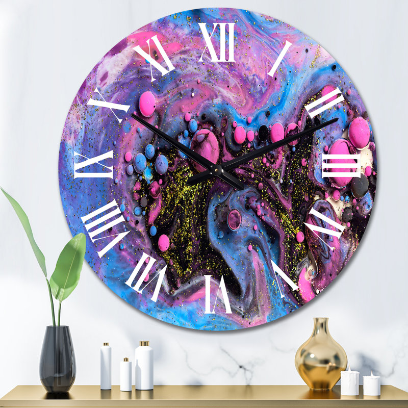Horloge murale moderne rose et bleue, Surdimensionné