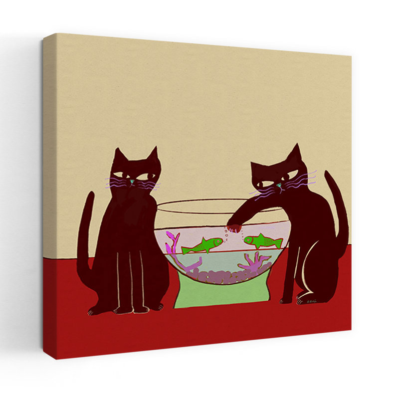 «Playful Cats Fishbowl», 24" H x 24" W