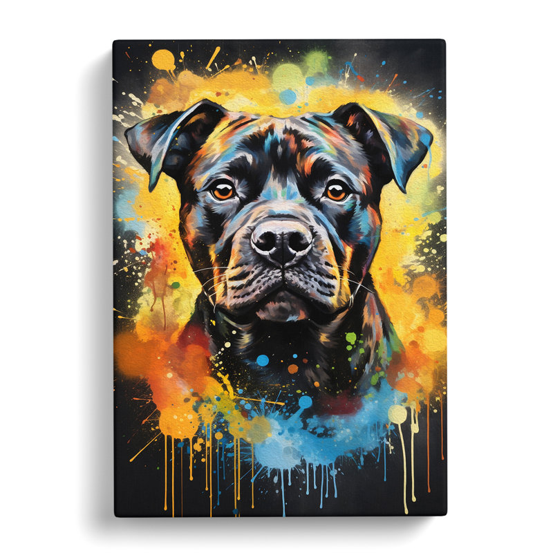 Staffordshire Bull Terrier Action - Wrapped Canvas Print, 76cm H x 50cm W x 3cm D