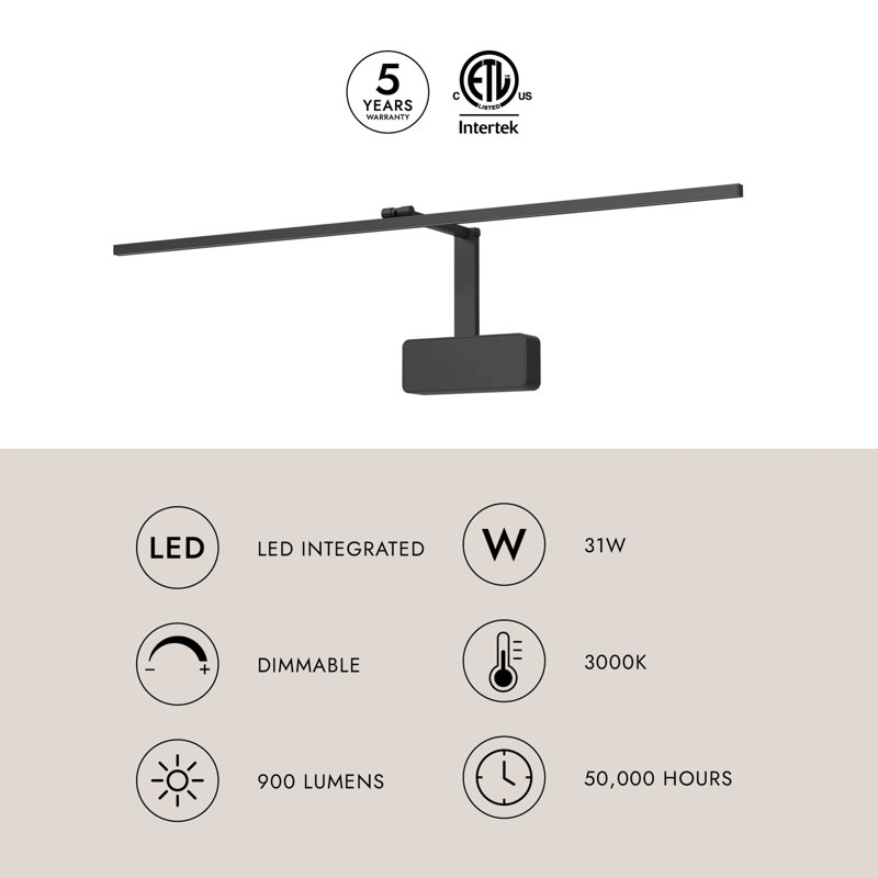 Vega Dimmable LED Wall Mounted Picture Light, Brushed Nickel