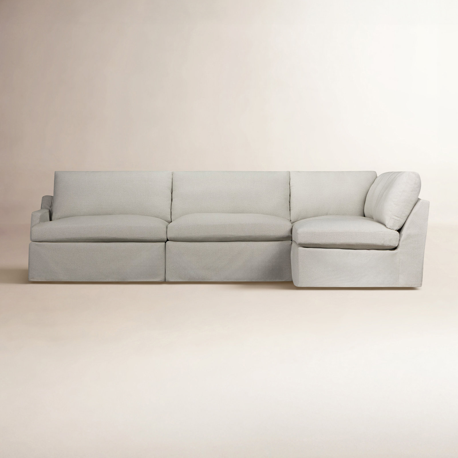 Wrenley 4-Piece Modular Sectional, Macarena Light Gray Canvas, Right Hand Facing