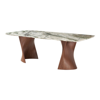 Premier Rectangular Sintered Stone Top Dining Table With Wooden Parametric Trestle Base