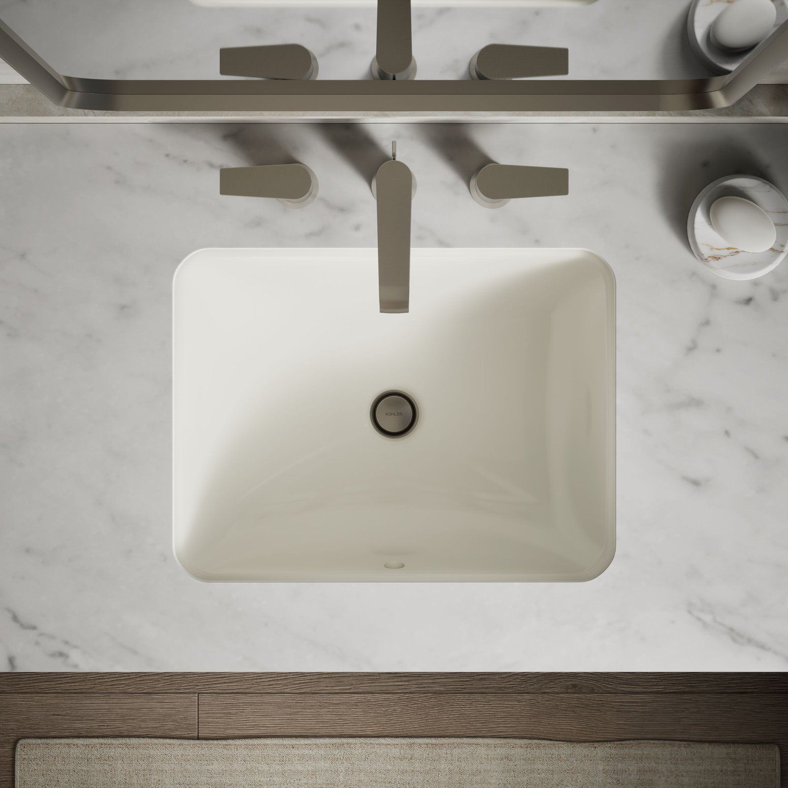 Caxton Undermount Bathroom Sink, Biscuit