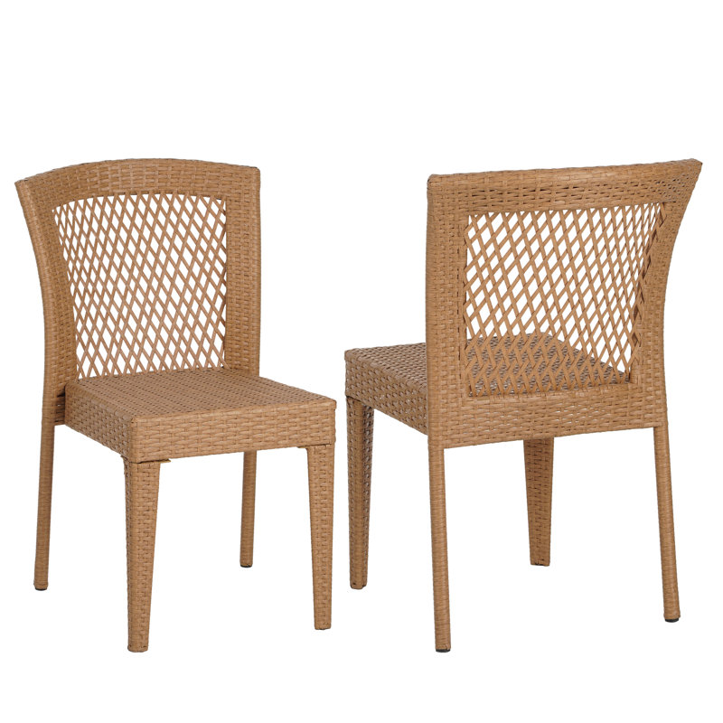 Chaises d'appoint empilables en osier Wanita, Marron clair