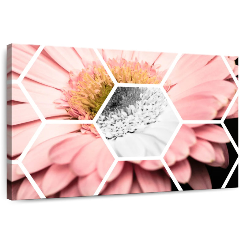 Harnek Pink Gerbera Hexagon, 8" H x 12" W