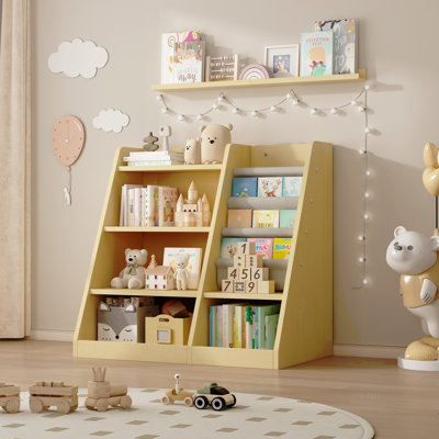Armoire de rangement en bois pour jouets en bois naturel / bois Bibliothèque pour enfants Bibliothèque pour tout-petits Porte-livres pour enfants