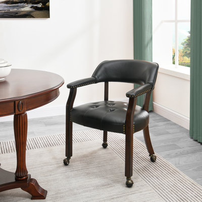 LUMERA Collection Swivel Tufted Arm Dining Chair Poker Chair Black