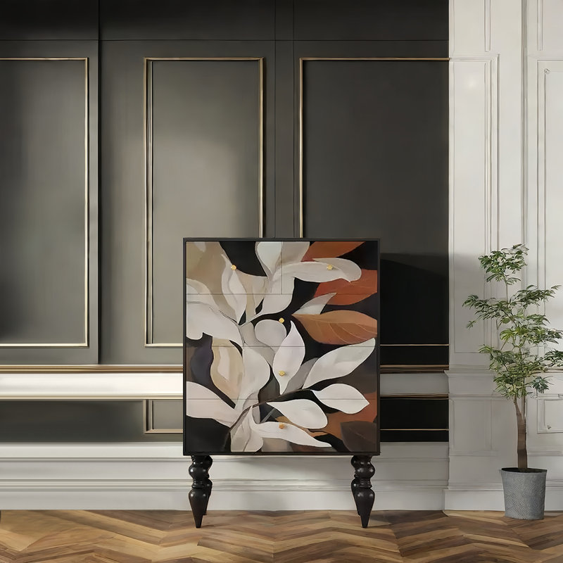 Armoire de rangement à tiroirs avec pieds hauts