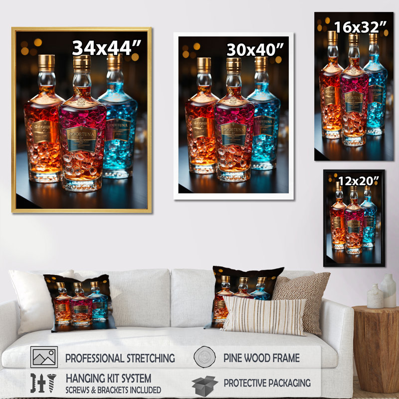 Liquor Spirit Drops Bottles II On Canvas Print, 40" H x 30" W x 1.5" D, Wrapped Canvas