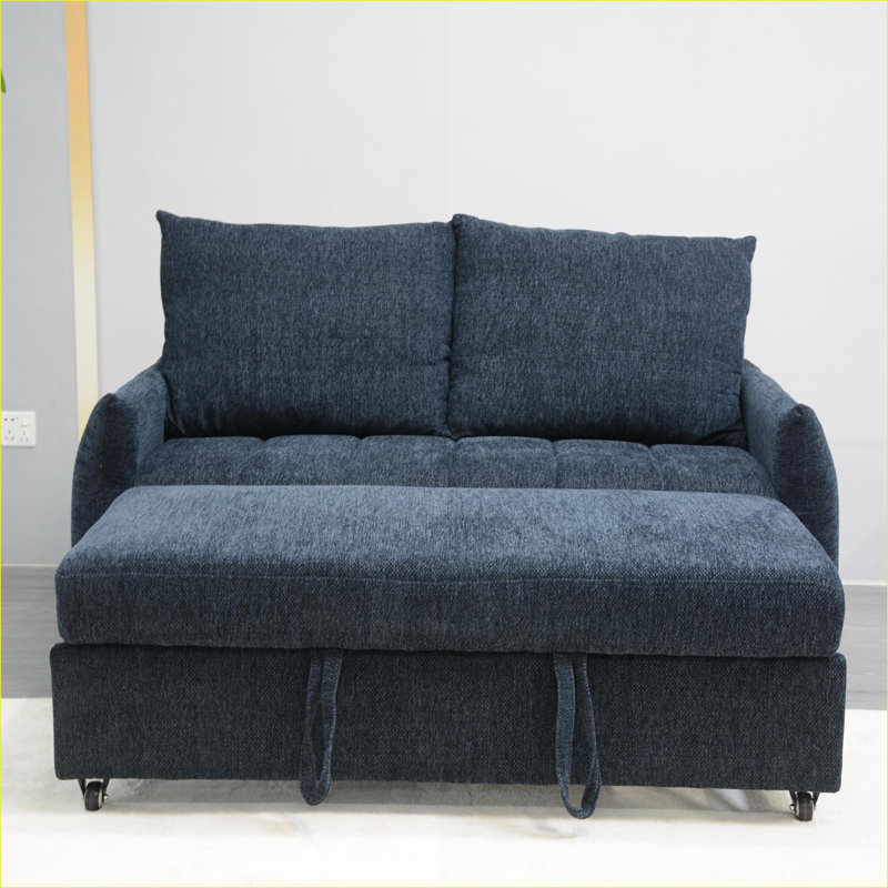 Sofa Beds | Modern 57.48” Convertible Adjustable Futon Sleeper for Living Room Apartment RV | Navy | Fabric