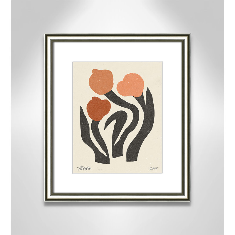 Imprimé de fleurs modernes par NKTN, L 14,25 po x H 16,25 po, Matted Print, Silver Classic