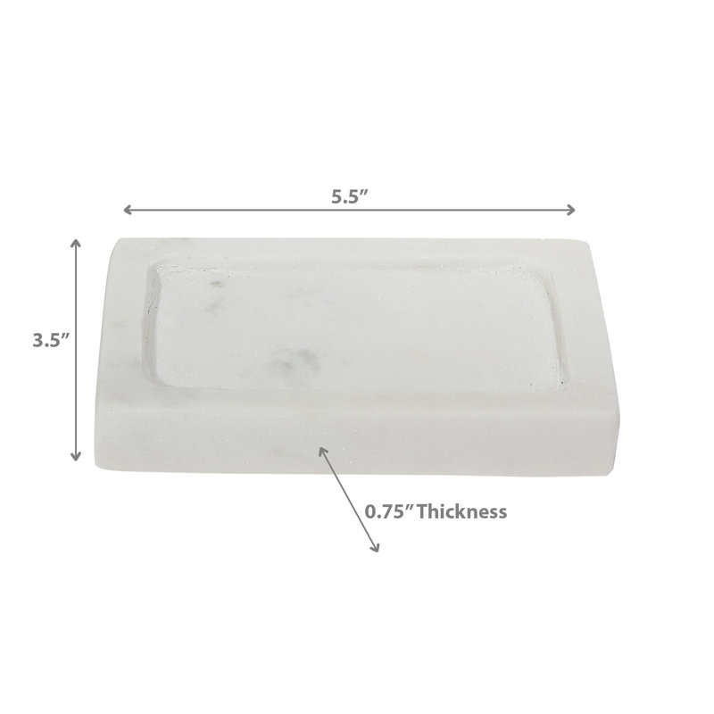 Porte-savon rectangulaire en marbre blanc Beatrice