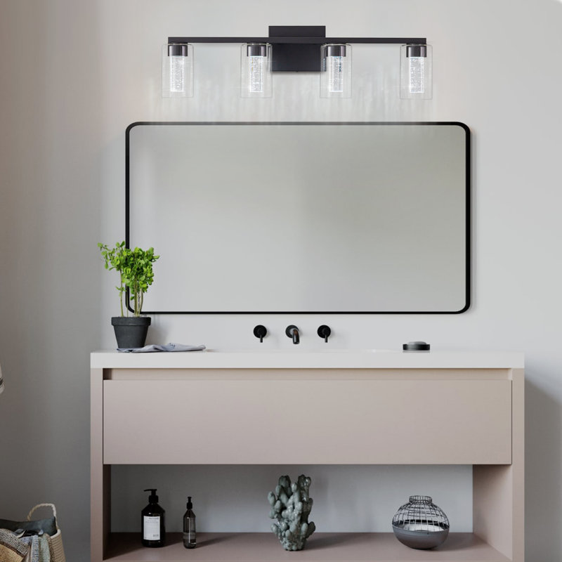 Éclairage de salle de bain à DEL 4 lumières à intensité variable pour salle de bain Koki, Noir mat