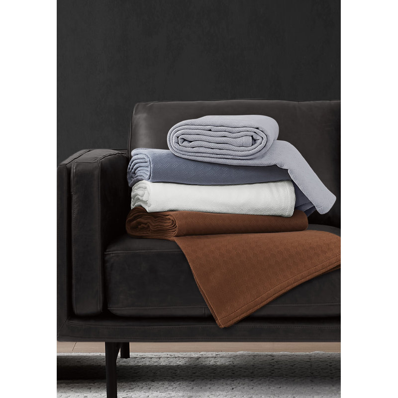 Couverture en coton Vince Camuto Classic, Chocolat / Brun, Grand lit
