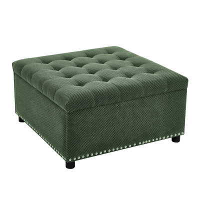 Square With Surface And Nailhead Decor, Storage For Living Room Home Office, Soft Seating In , Design, Accents, Perfect Contemporary Look