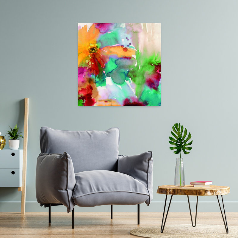 Elena I, art floral abstrait et naturel, H 24 po x l 24 po