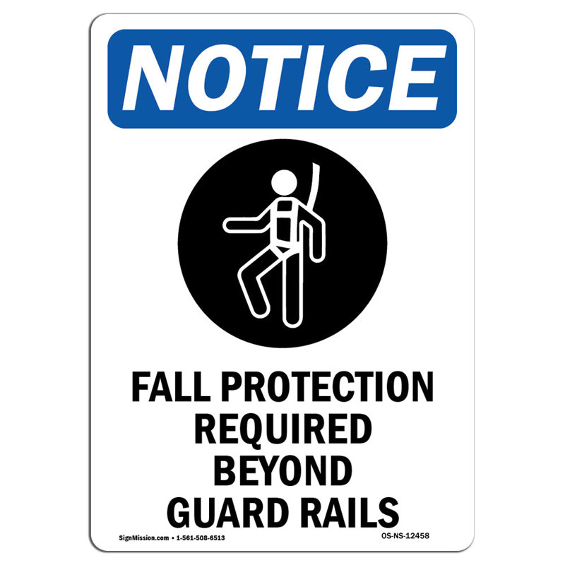 Fall Protection Required Sign with Symbol