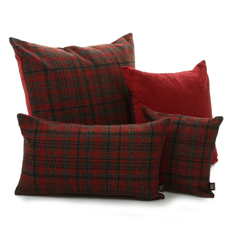 Deemer Plaid Square Throw Cushion, 55 x 55cm, Red
