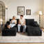 Canapé modulaire de 108 po avec repose-pieds, canapé en U pour salon, appartement, sans assemblage requis, noir-1055517201
