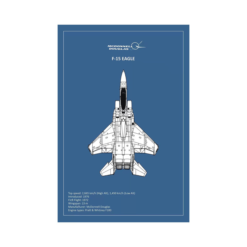 BP F15 Eagle 1 Piece Wrapped Canvas Wall Art, 101.6 cm H x 66.04 cm W x 1.91 cm D