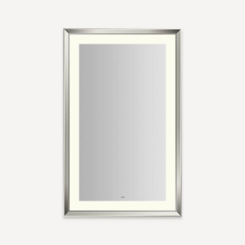Sculpt Lighted Mirror, 43" x 27", Polished Nickel