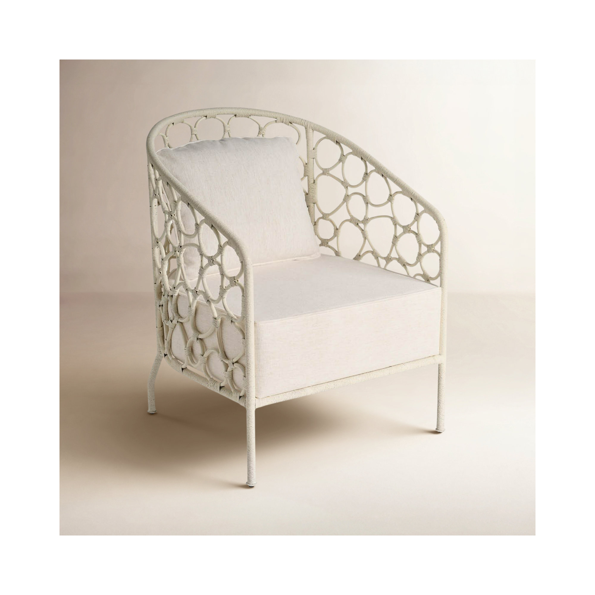 Adalard Upholstered Barrel Chair, White