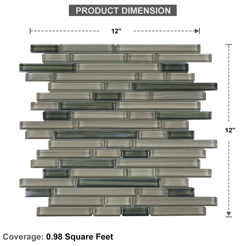 Talence Random Sized Glass Linear Mosaic Wall Tile